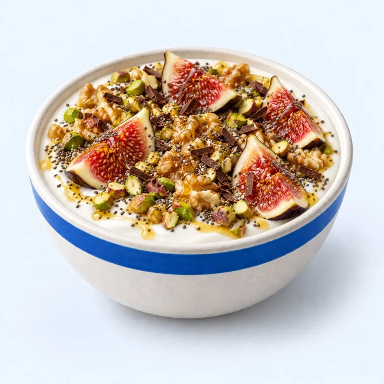 The Athens Breakfast: Yogurt, honey, walnut-thick pistachios. As close to the real thing as a bowl gets.