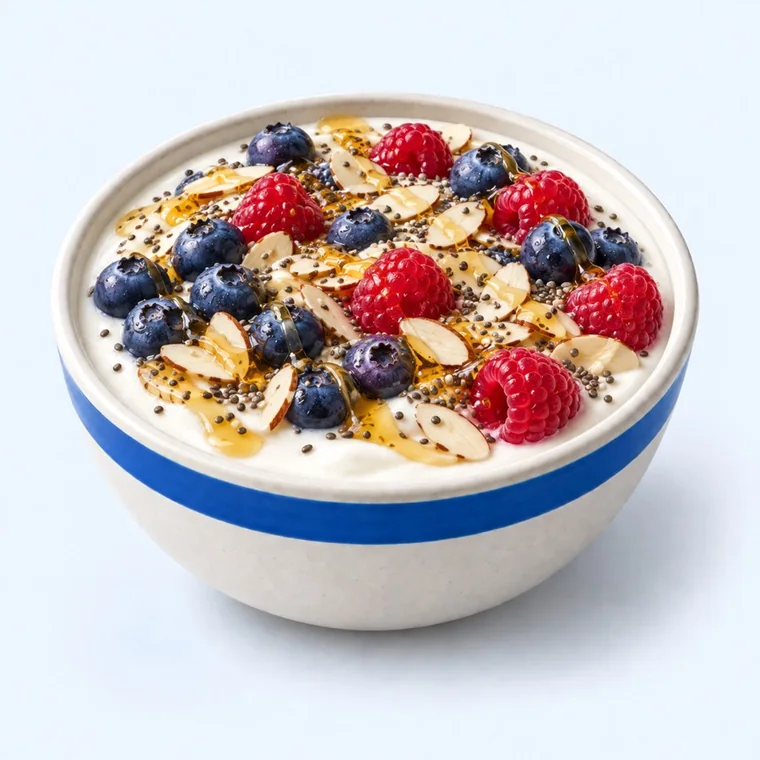 Berry Almond Light: Big bowl, small number.