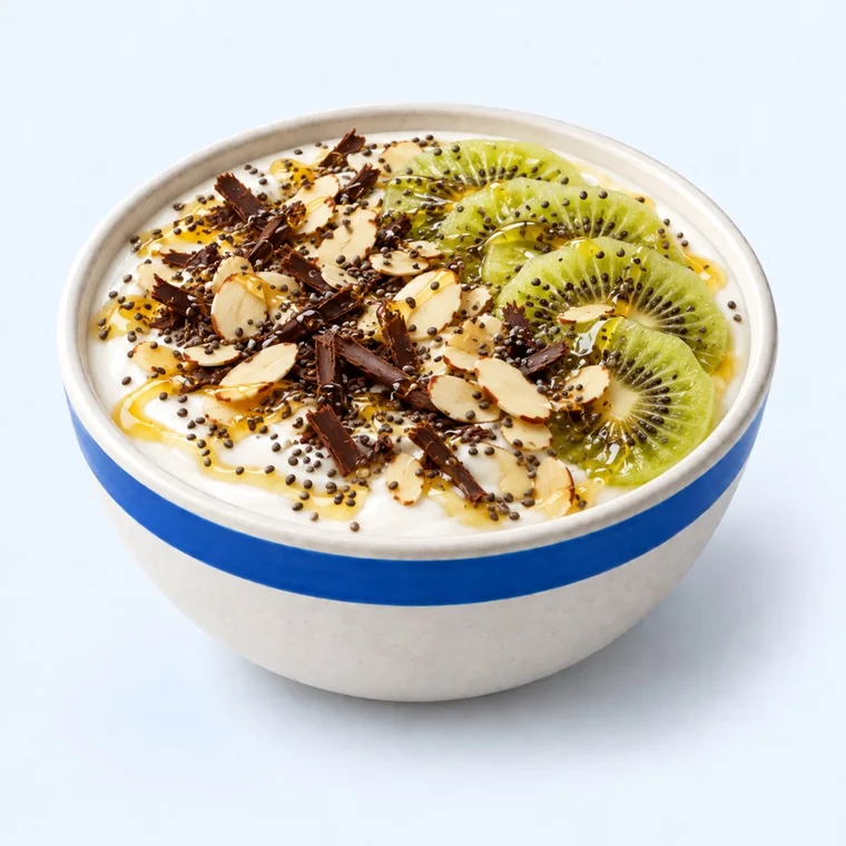 Dark and Sweet: Chocolate and honey against plain thick yogurt.