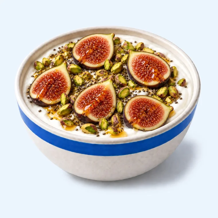 Fig, Honey and Pistachio: The Athens breakfast, with the figs left whole.