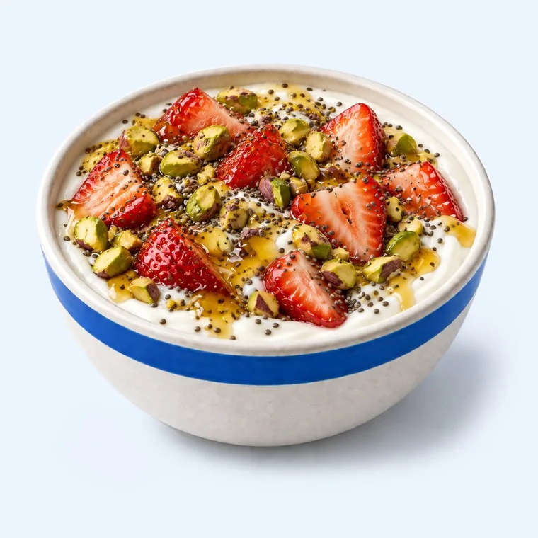 Strawberry and Pistachio: Green on red, and sharper than it looks.